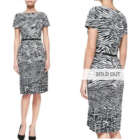 DAVID MEISTER ZEBRA PRINT SHEATH DRESS, SIZE 8 - Picture 1 of 8